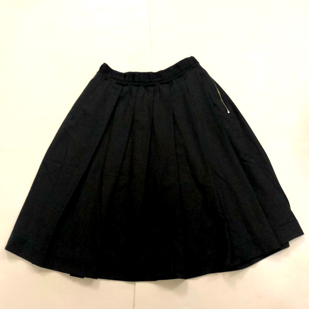 Armani Collezioni 6 Skirt Dark Grey Elastic Waist zipper Side 2 Pockets Pleated